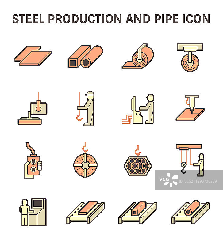 钢铁生产行业和冶金图标图片素材