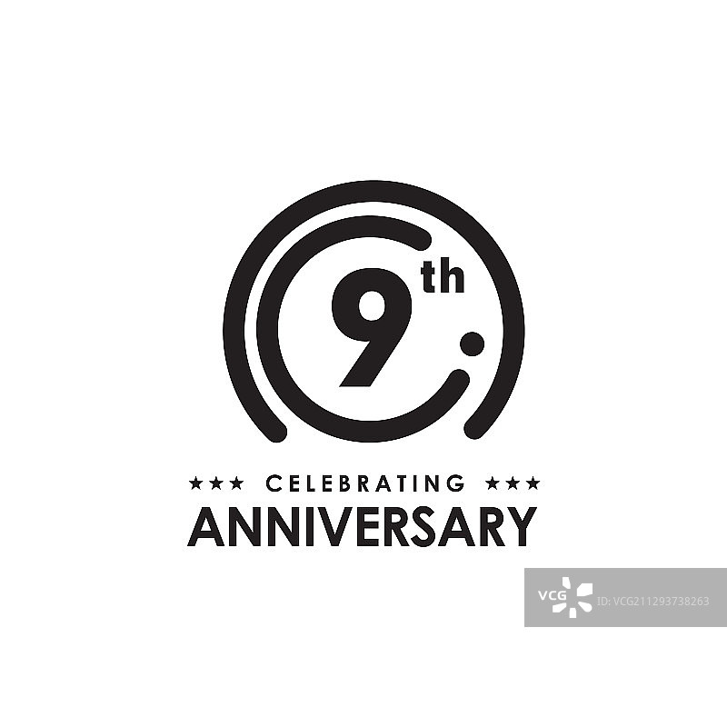 9周年纪念徽标设计模板图片素材