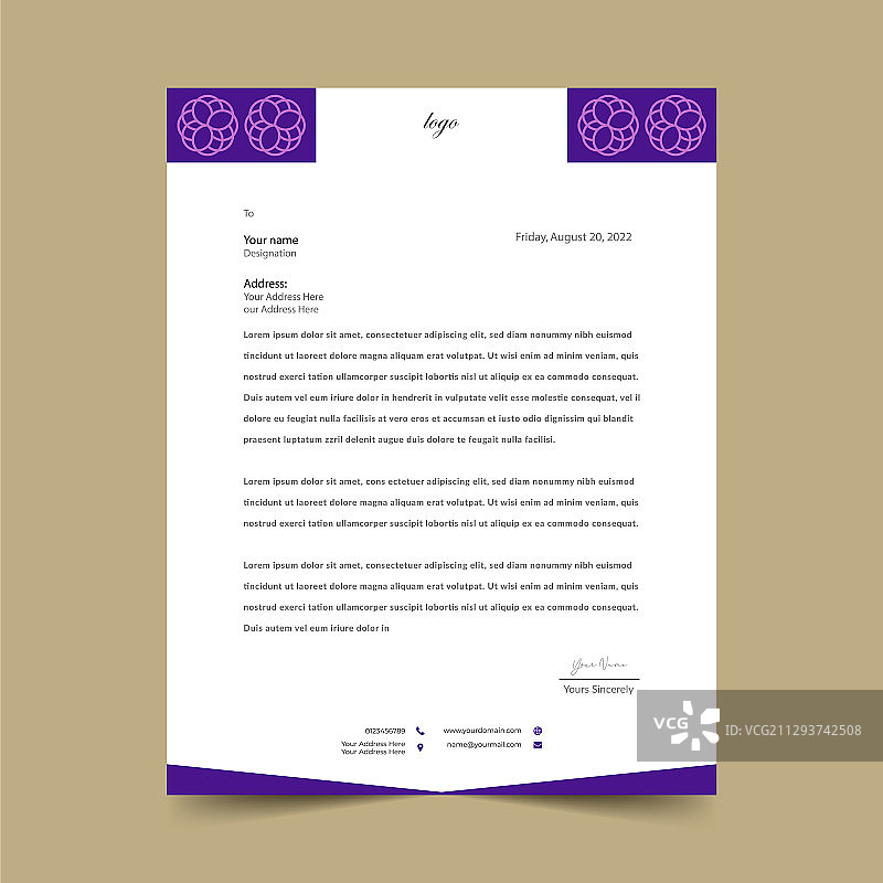 信笺抬头模板设计图片素材