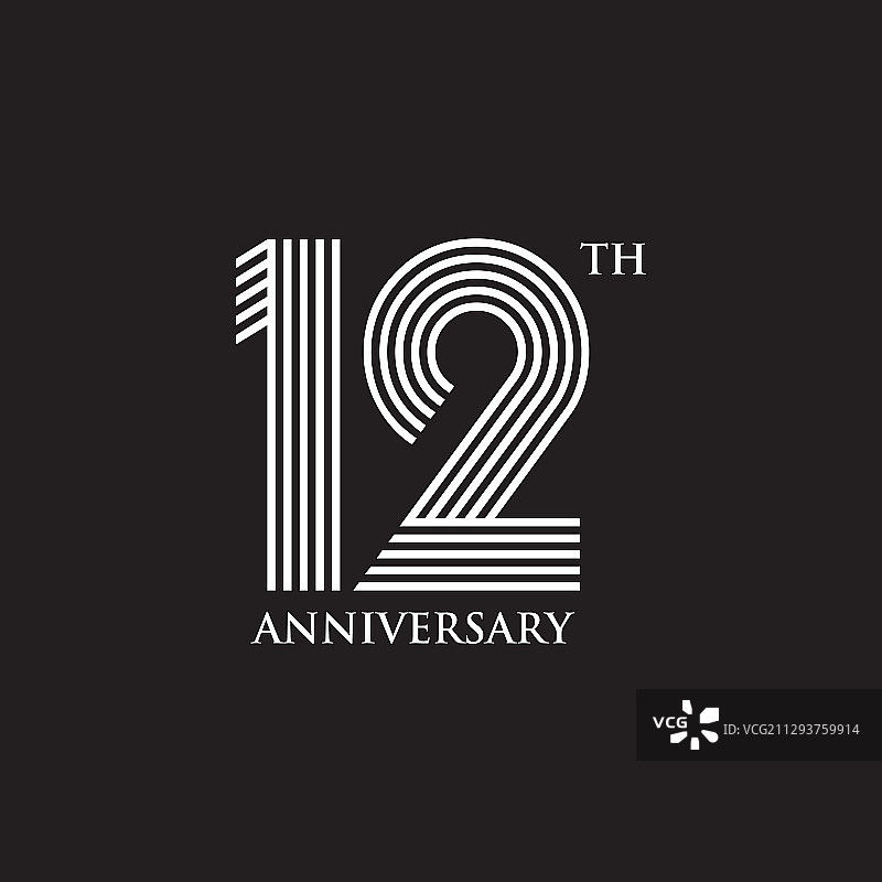 12周年纪念徽标设计模板图片素材