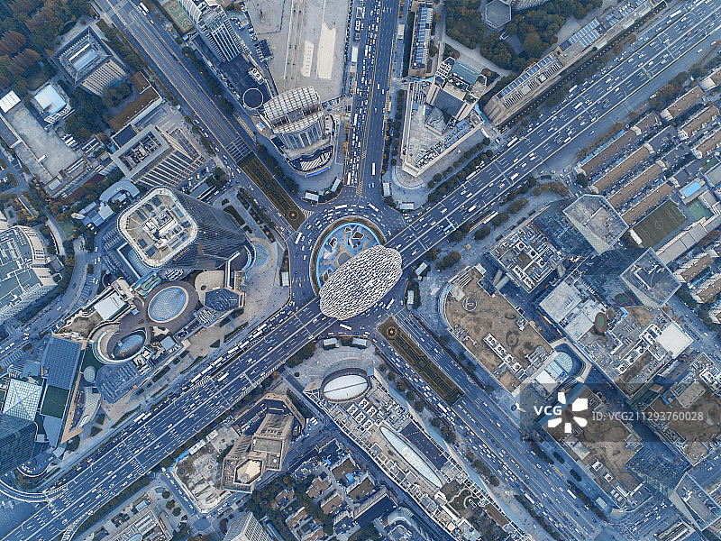 航拍上海市五角场彩蛋图片素材