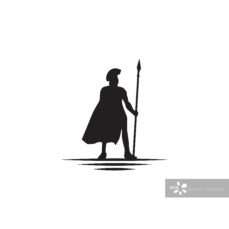斯巴达勇士持矛Logo设计模板图片素材