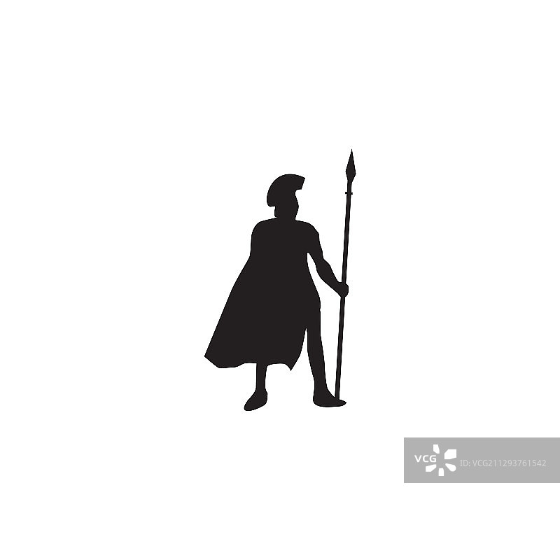 手持长矛的斯巴达男人图标标志设计图片素材