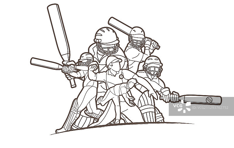 板球运动员卡通形象图片素材