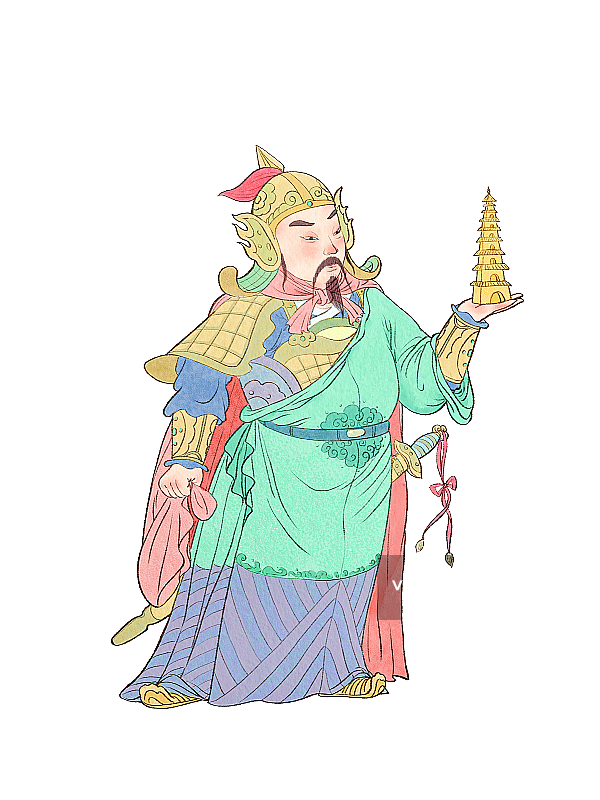 托塔李天王元素插画图片素材