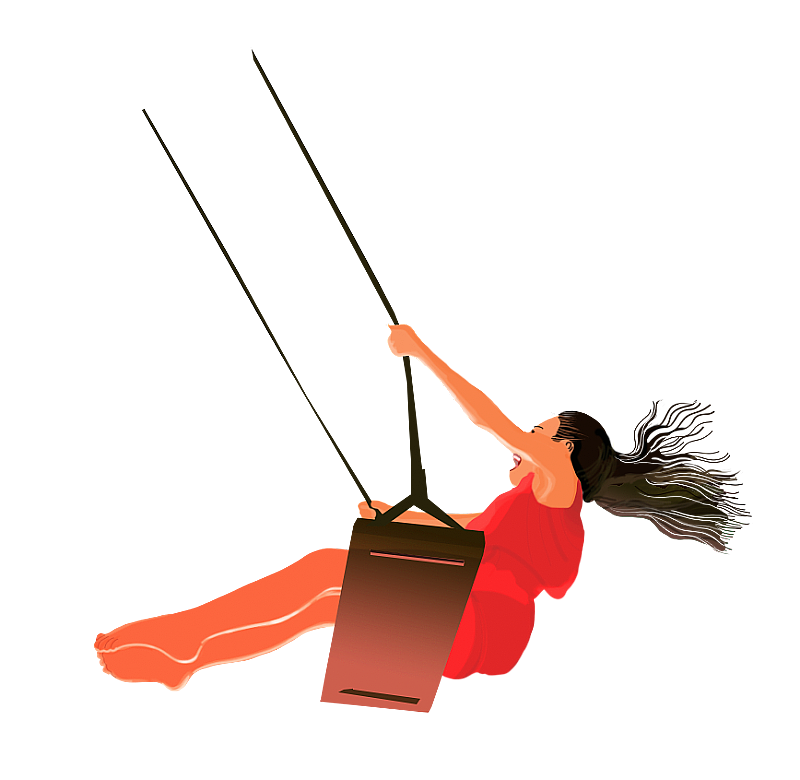 荡秋千的女孩图片素材