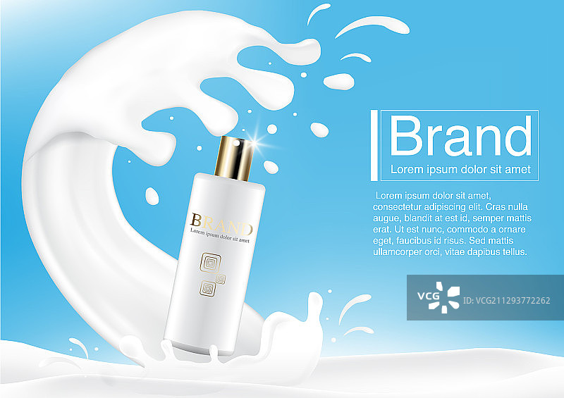 化妆品牛奶飞溅广告概念图片素材
