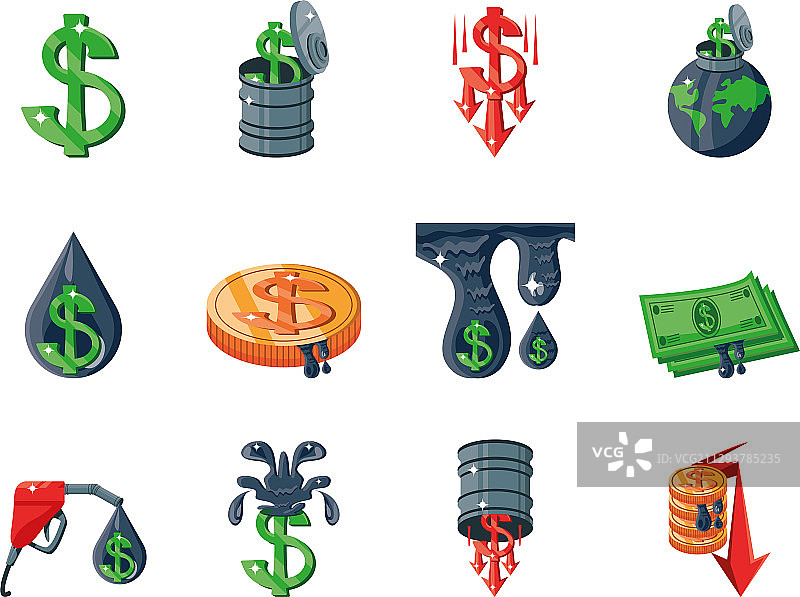 白色背景油价图标集图片素材