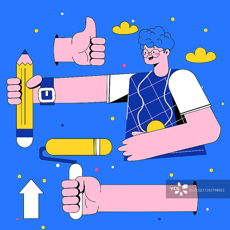 商务办公互联网插画师设计师灵感求职工具画笔招募精英矢量插画图片素材