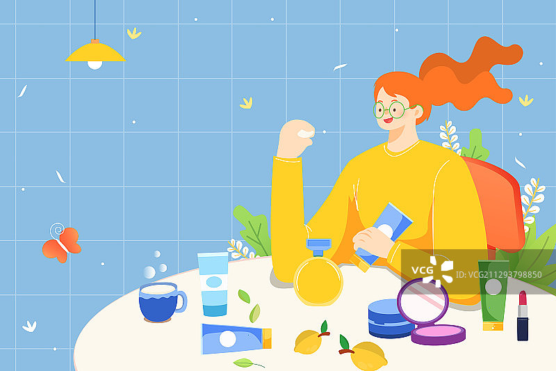 卡通双十一双十二七夕节情人节女孩购物节电商邀请好友矢量插画图片素材