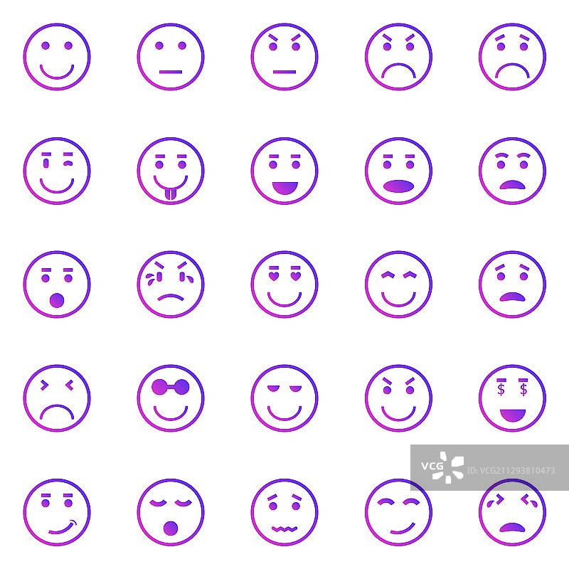 白色背景上的圆形渐变人脸图标图片素材