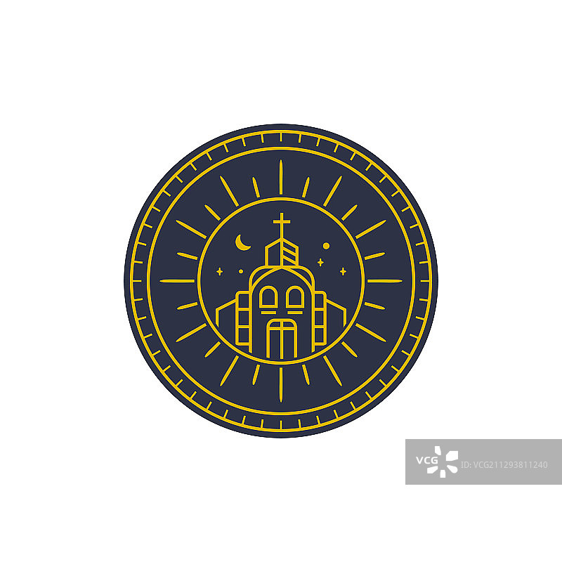 教堂线条艺术徽章图片素材