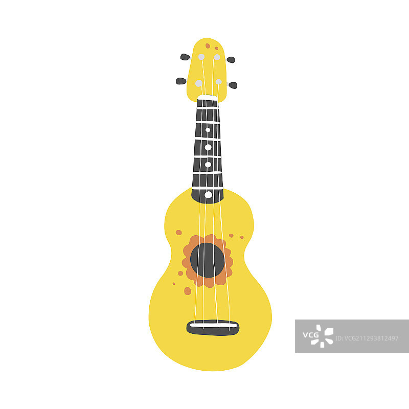 手绘时尚风格尤克里里琴图片素材