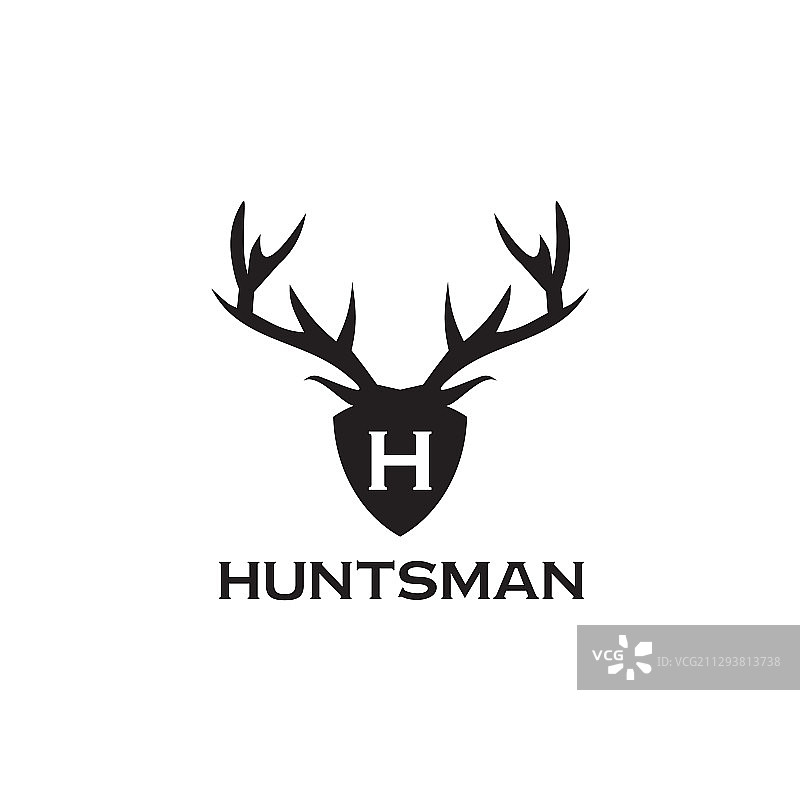使用鹿头图标的猎人Logo设计图片素材
