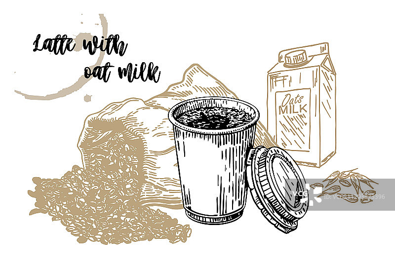 燕麦奶拿铁咖啡图片素材