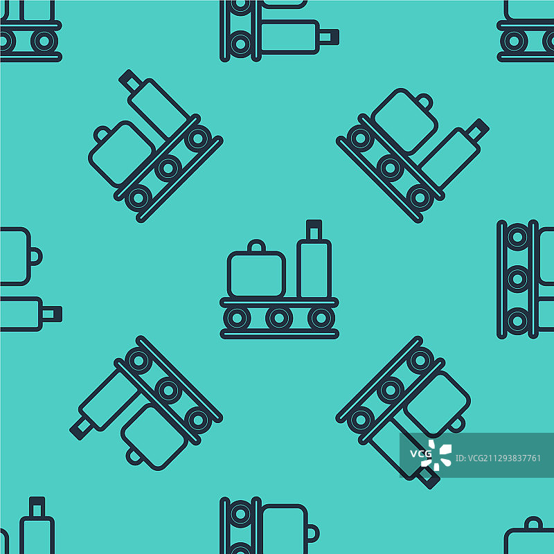 黑色线条机场传送带与乘客图片素材