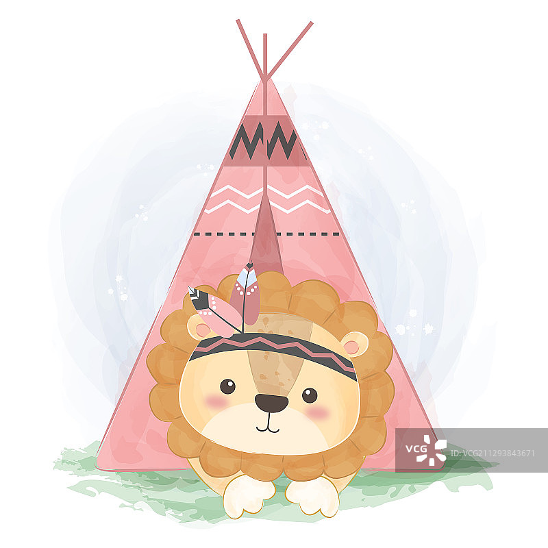 可爱波西米亚风格狮子图片素材