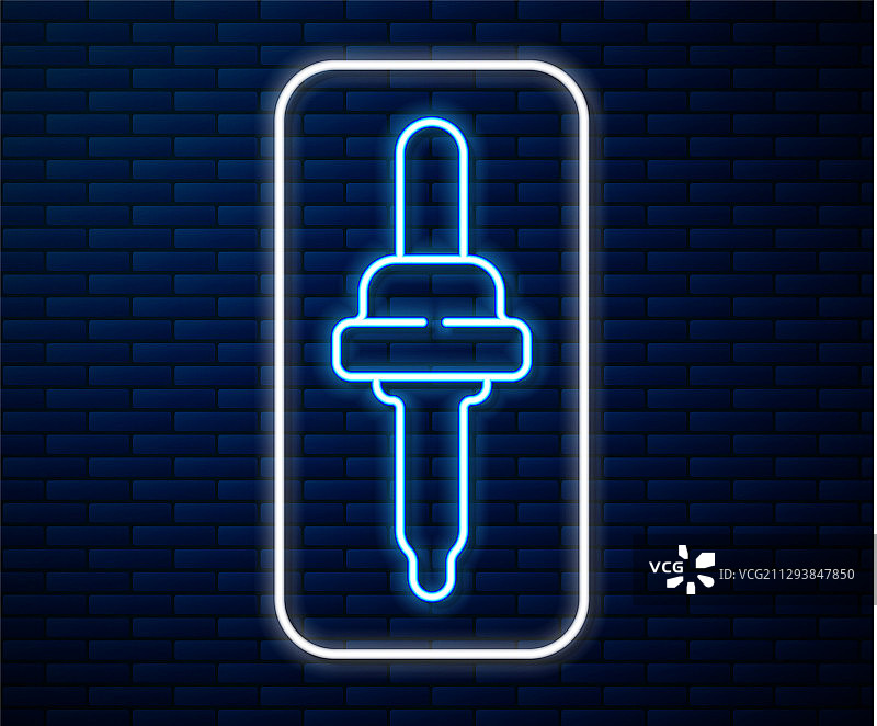 砖墙背景上的发光霓虹灯吸管图片素材