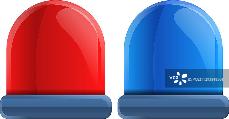 红蓝警灯卡通风格图标图片素材