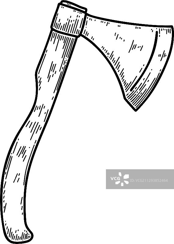雕刻风格的伐木斧头设计元素图片素材