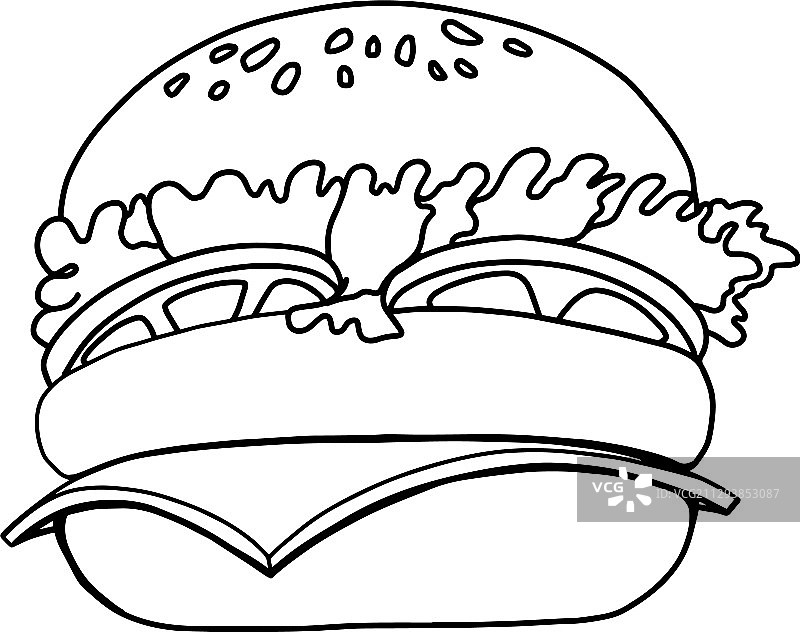 汉堡线性风格设计元素图片素材