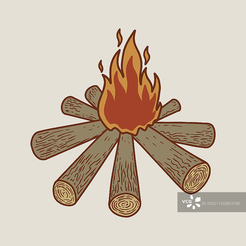 海报卡片上的游客篝火设计元素图片素材