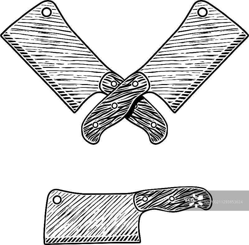 雕刻风格的切肉刀设计元素图片素材
