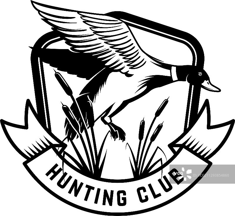 带有野鸭的狩猎俱乐部标志模板图片素材