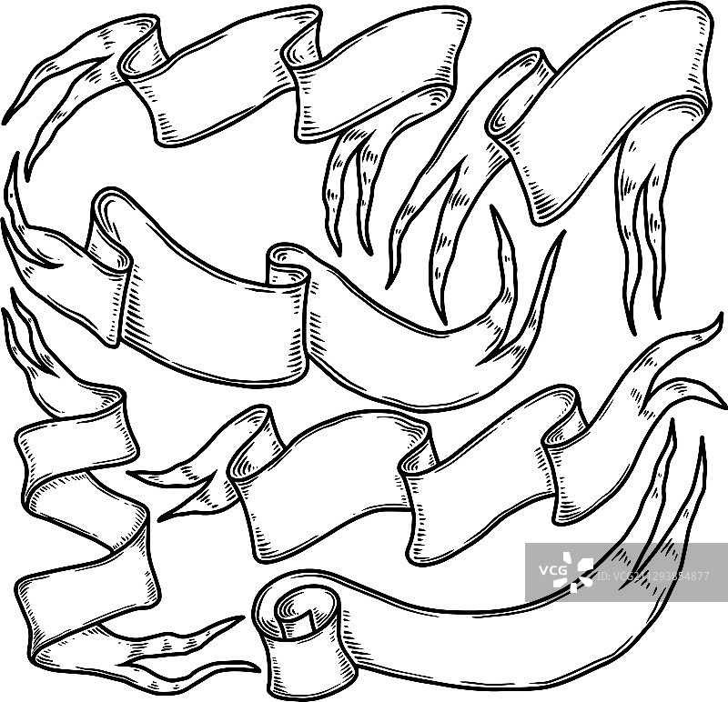 雕刻风格复古缎带合集图片素材