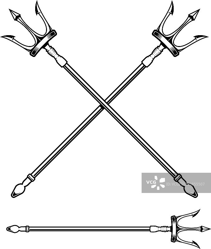 白色背景下的波塞冬三叉戟图片素材