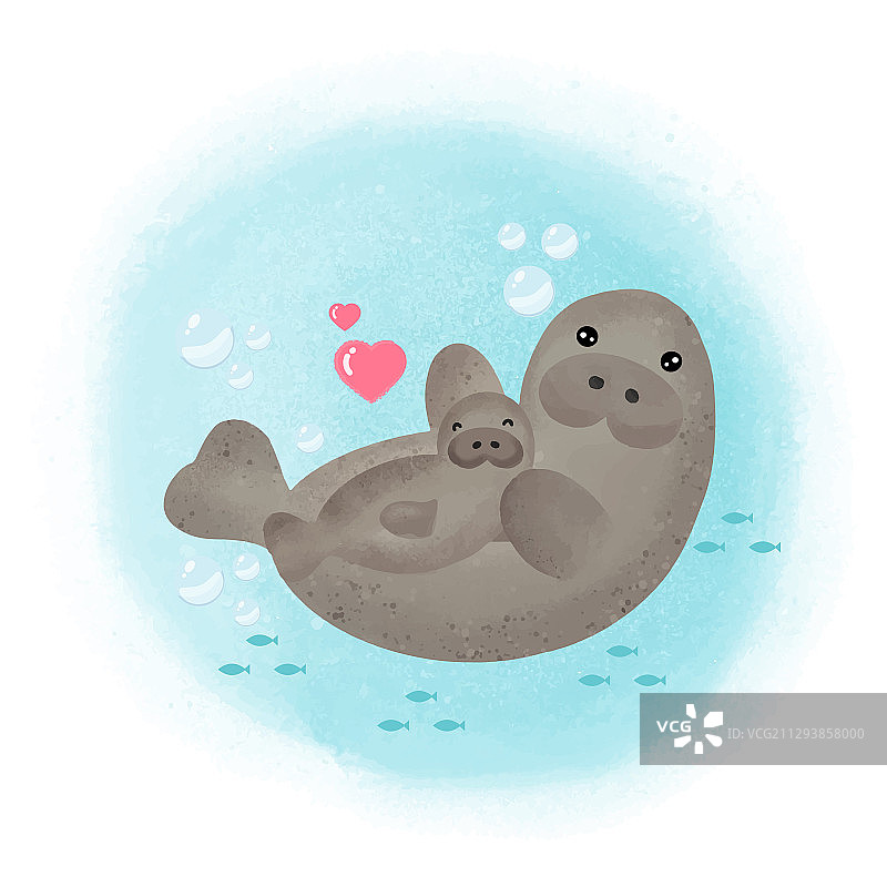 母亲和海牛母亲节贺卡图片素材