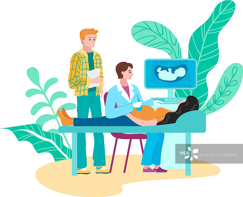 怀孕的家庭超声波医生医疗图片素材