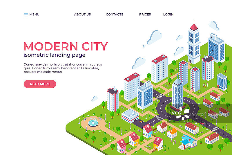 2.5D城市着陆页3D智慧城市概念图片素材