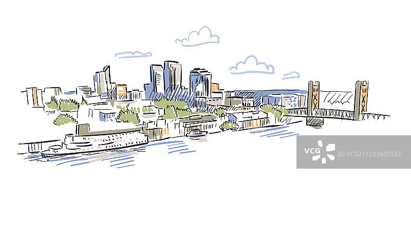 美国加利福尼亚州萨克拉门托景观速写图片素材