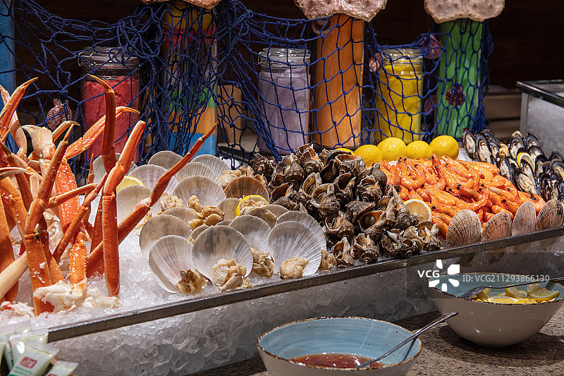高级酒店海鲜自助餐厅食材图片素材