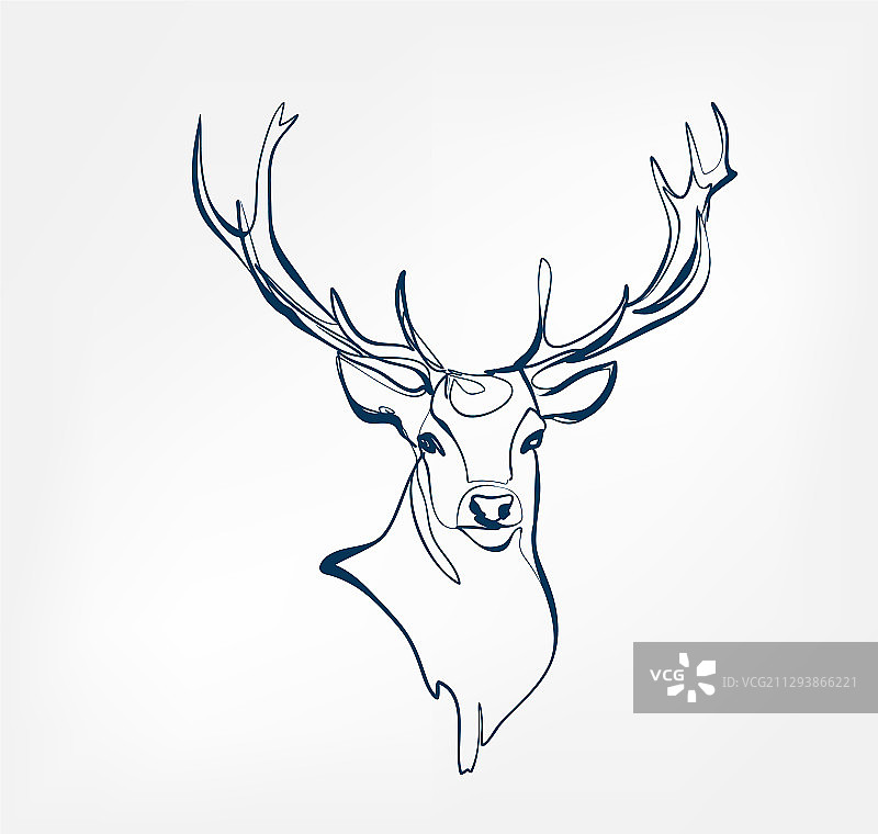鹿动物单线设计图片素材