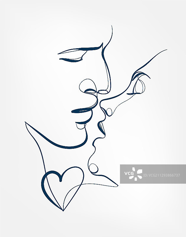 亲吻艺术线条涂鸦图片素材