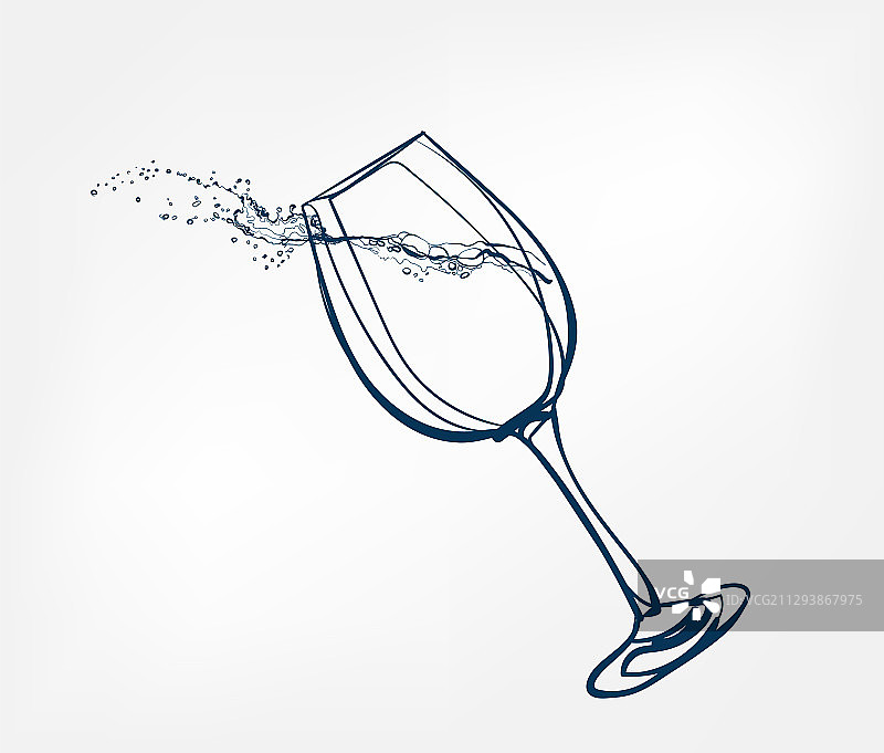 酒杯单线艺术饮品隔离素描图片素材