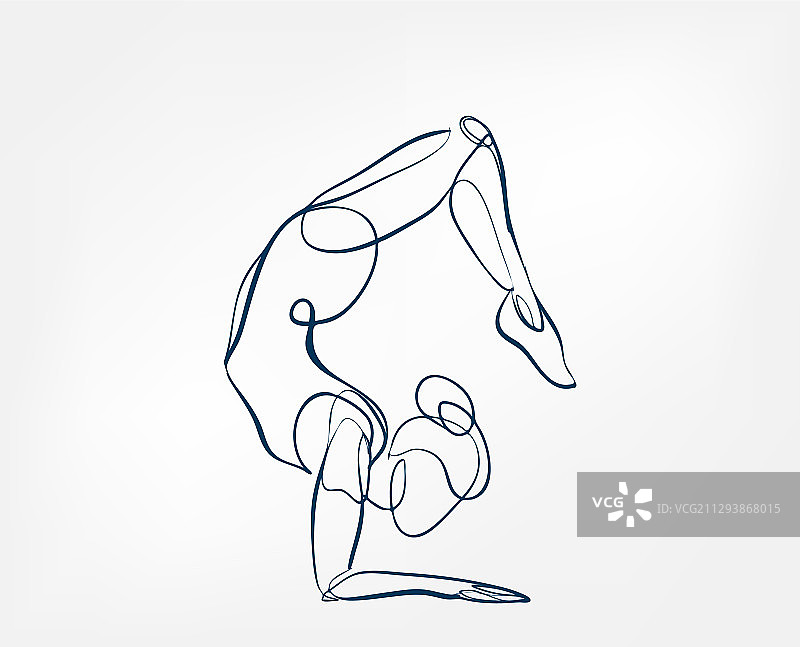 女孩瑜伽体式单线设计元素图片素材