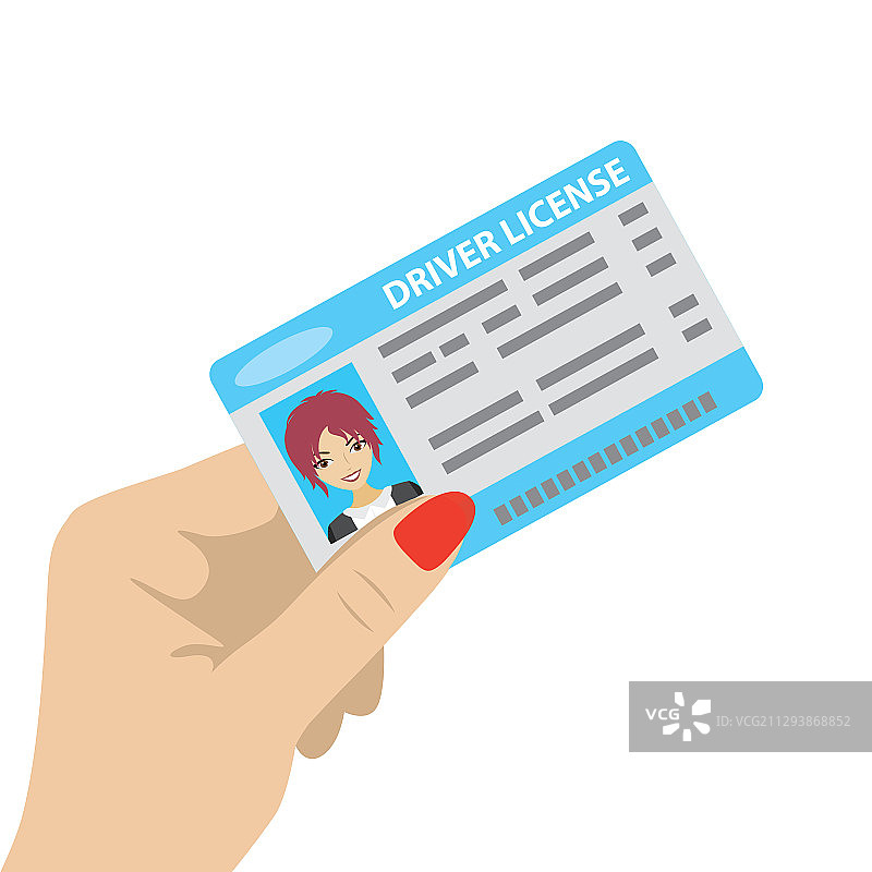 手持带女性照片的驾照图片素材