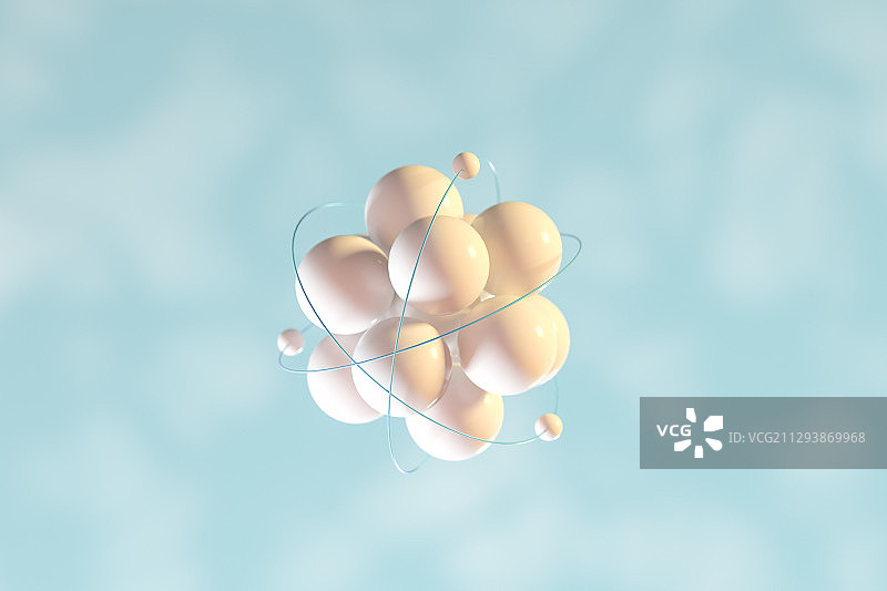 微观原子概念模型 3D渲染图片素材