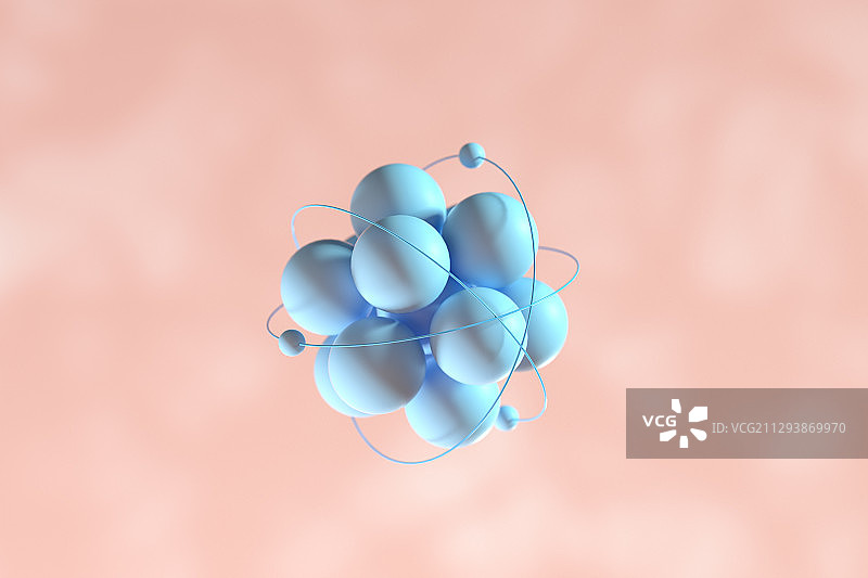 微观原子概念模型 3D渲染图片素材
