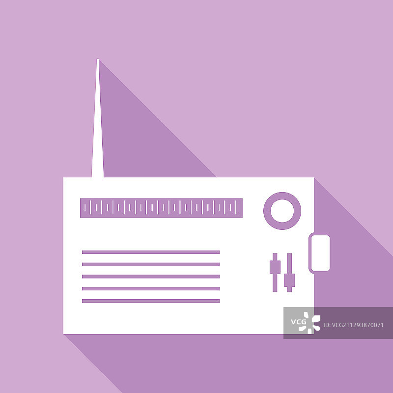 紫色背景下的白色长阴影无线电标志图片素材