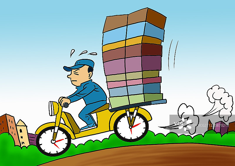 插画：51城市快递员争分夺秒图片素材