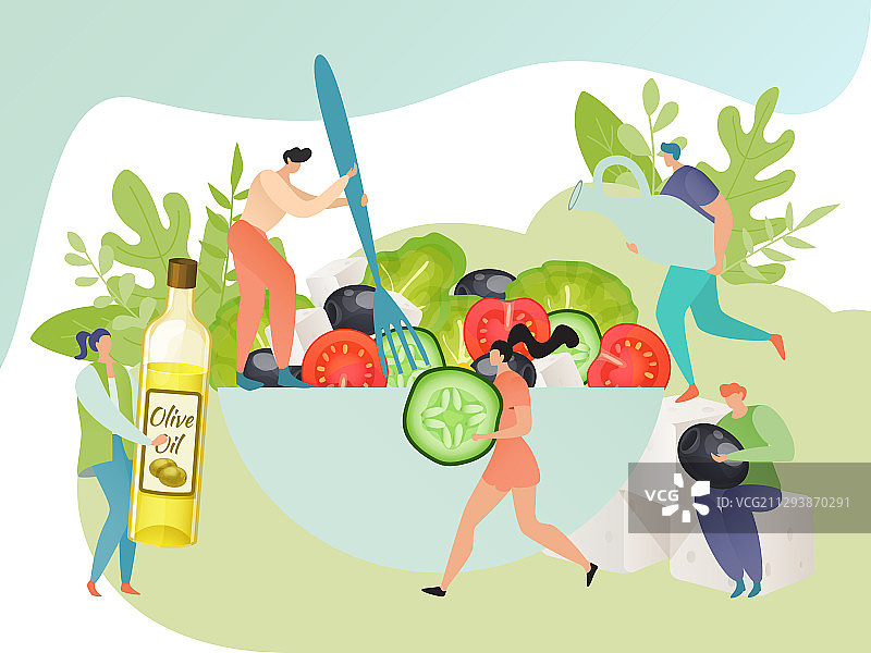 希腊沙拉地中海美食食谱概念图片素材