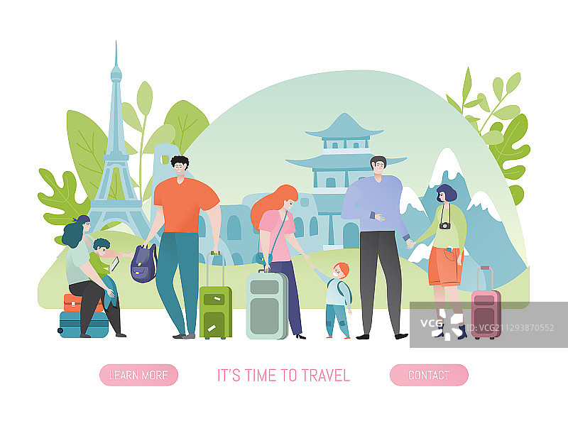 快乐的观光旅行团图片素材