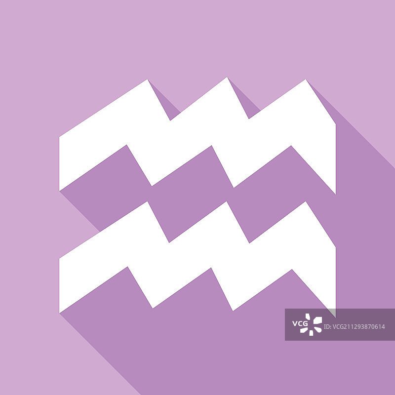 水瓶座白色图标，带长阴影图片素材