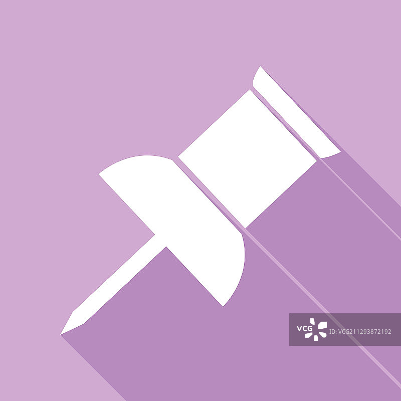 白色图钉图标，长阴影图片素材