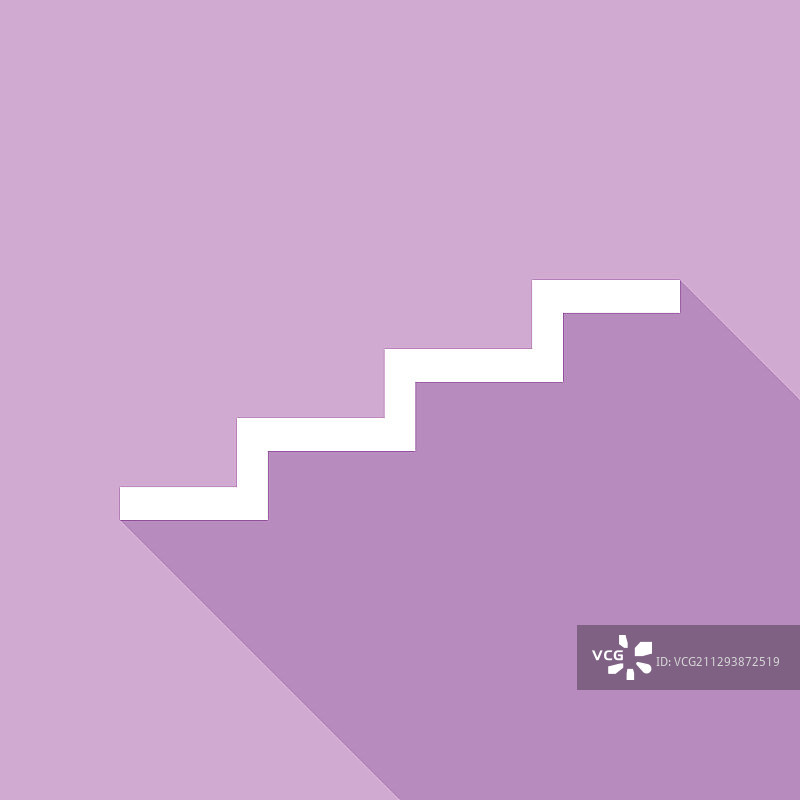 楼梯向上标志白色长阴影图标图片素材