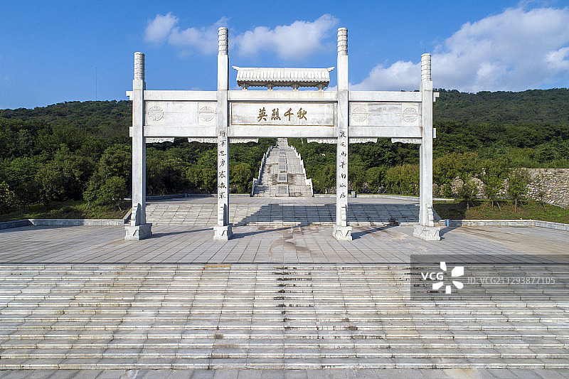 航拍海峡两岸交流基地：襄阳张自忠殉国处纪念园图片素材